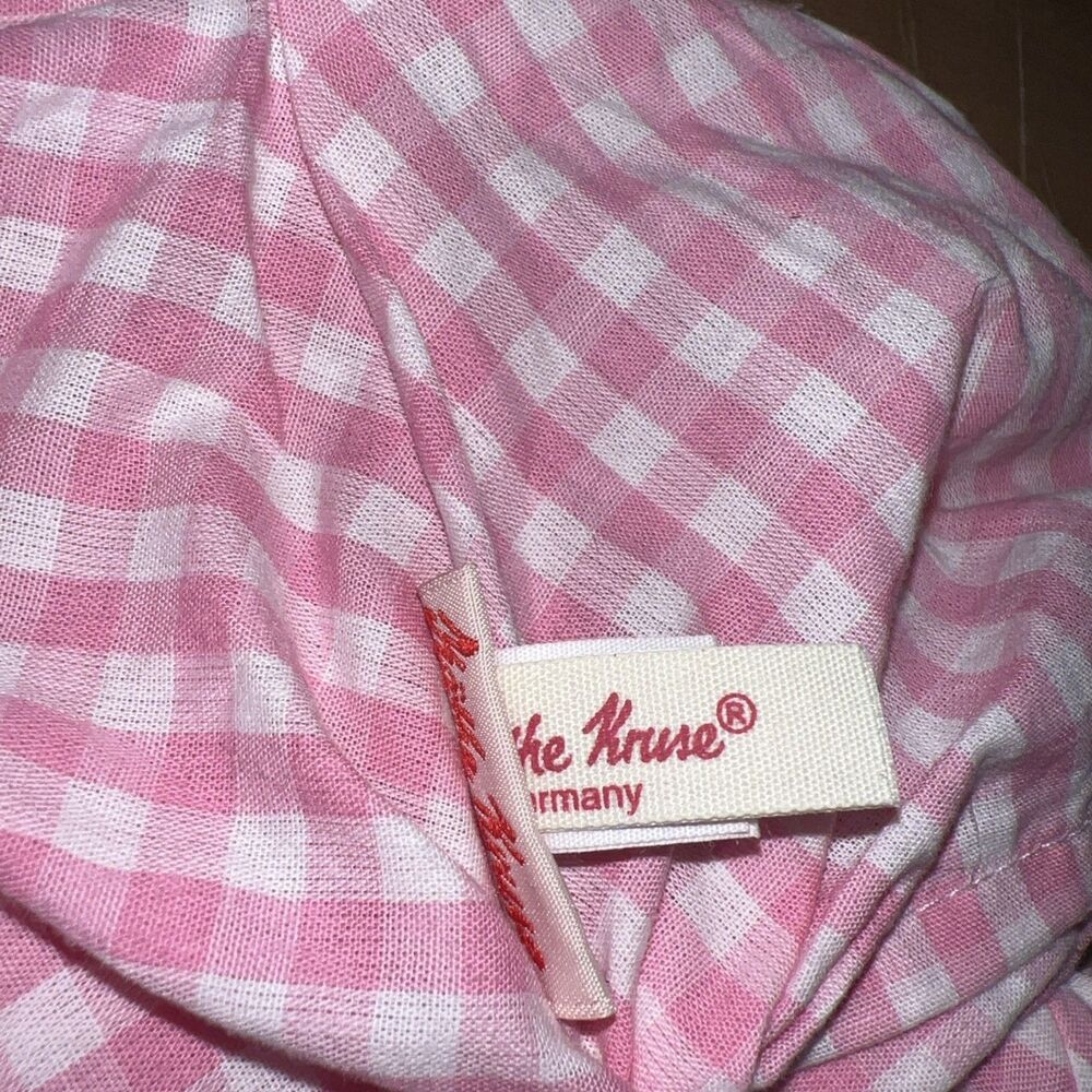 kathe kruse Baby German doll Gigham Pink White Security Lovey 8” - Picture 4 of 4